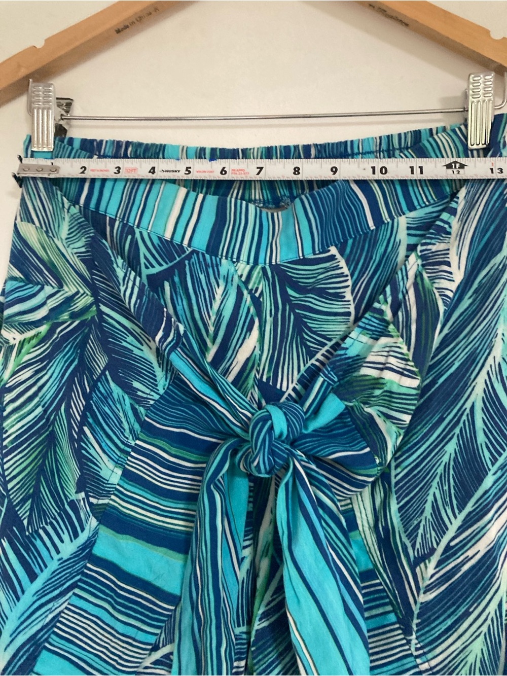 La Blanca Women's Cover up Pants Sketched Leaves Open Wide Legs Aqua Small - Picture 5 of 14